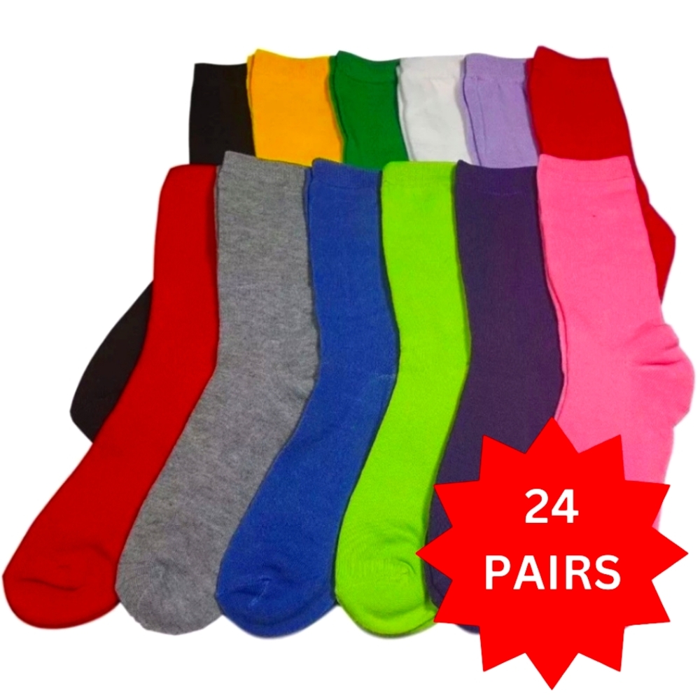 Women's 24 Pairs Color Crew Socks NWT in package size 9-11